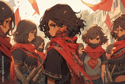 Zapatista Heroes: Join a band of rebellious anime revolutionaries, inspired by the ideals of Emiliano Zapata mexican revolution illustration anime illustration generative ai photo
