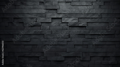 Corrugated rectangle geometric dark black anthracite stone concrete texture background  Generative Ai