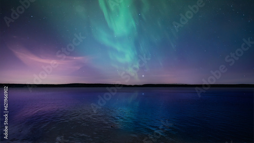 Northern Lights shot in the summer time by the lake © Dmitrii Potashkin