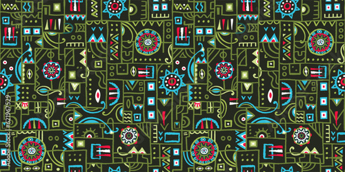 Hand drawn abstract seamless pattern, ethnic background, simple style - great for textiles, banners, wallpapers, wrapping - vector design