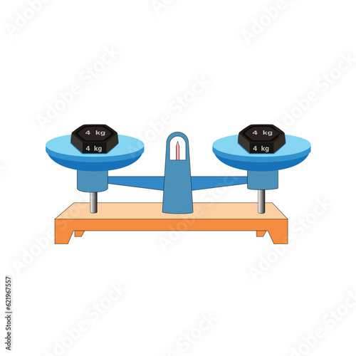 balance Scale. Watermelon and 4kg. scales in balance, an imbalance of scales. vector illustration. on white background. scale clipart photo