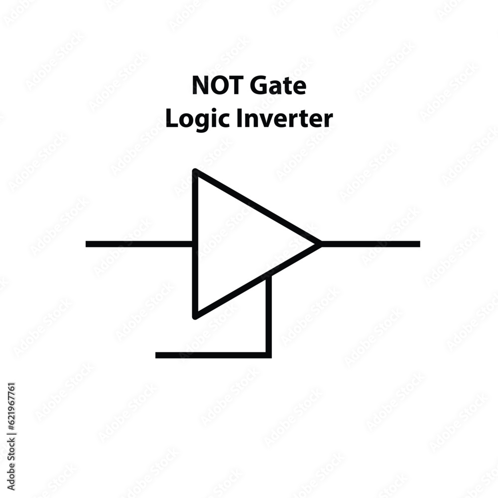 Logic gate not inverter. electronic symbol. Illustration of basic circuit symbols. Electrical symbols, study content of physics students.  electrical circuits.