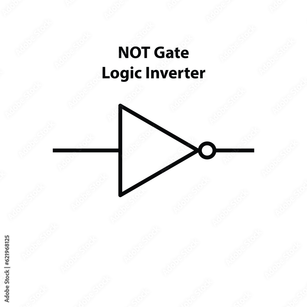 NOT Gate logic inverter. electronic symbol of illustration of basic ...