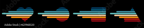 Abstract 1970's background design in futuristic retro style with colorful lines. Vector illustration. Vintage Striped elements, Posters, Banner Samples, Retro Colors from the 1970s 1980s, 70s, 80s
