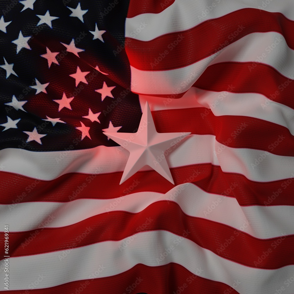 Obraz premium USA flag and red white background 