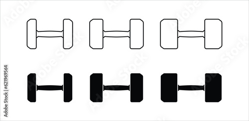 Dumbbell with weight variations vector icon illustration.