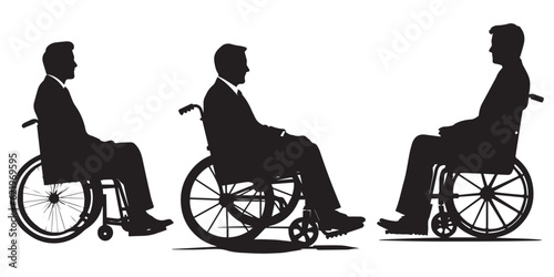 Silhouette Wheelchair Man vector illustration 