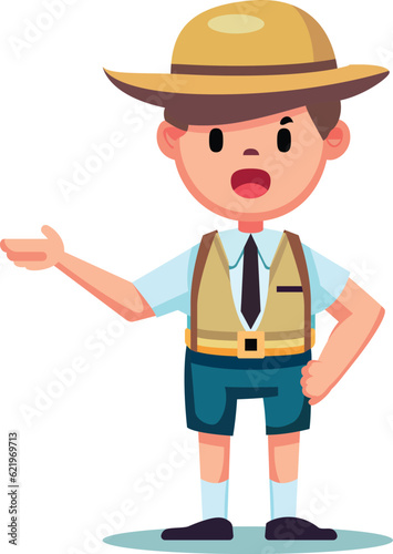 tour guide explaining something vector illustration, docent or tourist escort flat style stock vector image