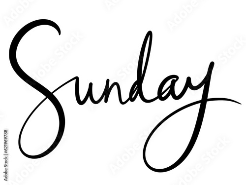 simple design element calendar ballet journal sticker black letters inscription days of the week sunday hand drawn style calligraphy for print and media