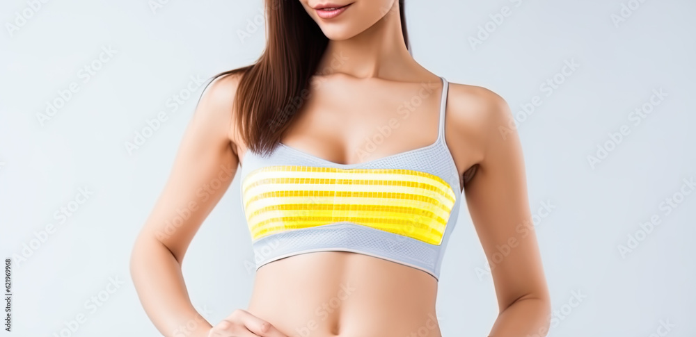 a young sporty woman in yellow sports suit, weight loss concept. Generative AI