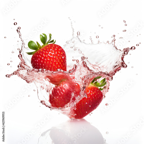 strawberry falling into water made with Generative AI