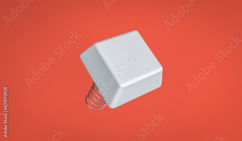 3D rendering, Close up empty computer keyboard button flying, computer equipment idea design, orange color background. 