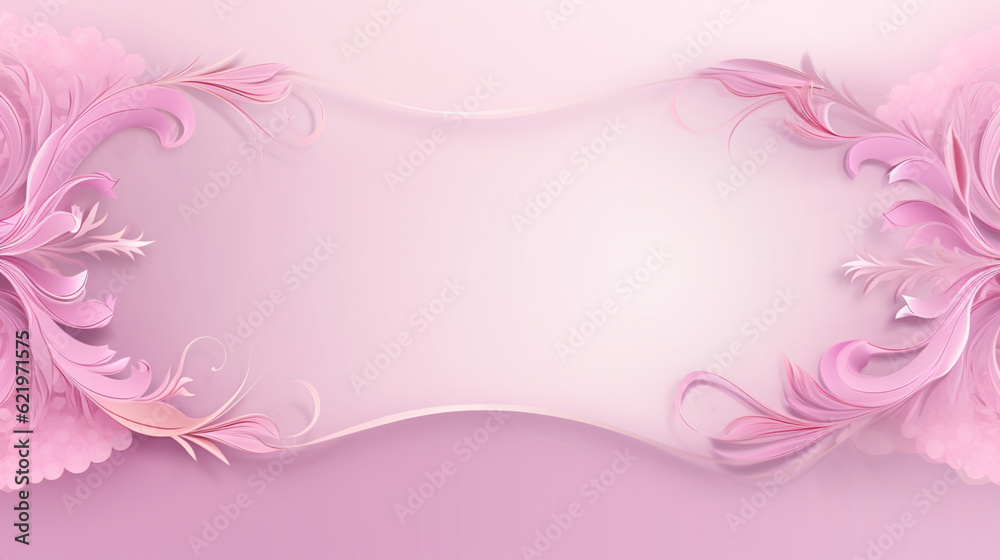 Empty classic beauty banner. Old pink postcard with ornament border. Retro vintage style. Background with copy space. Generative AI