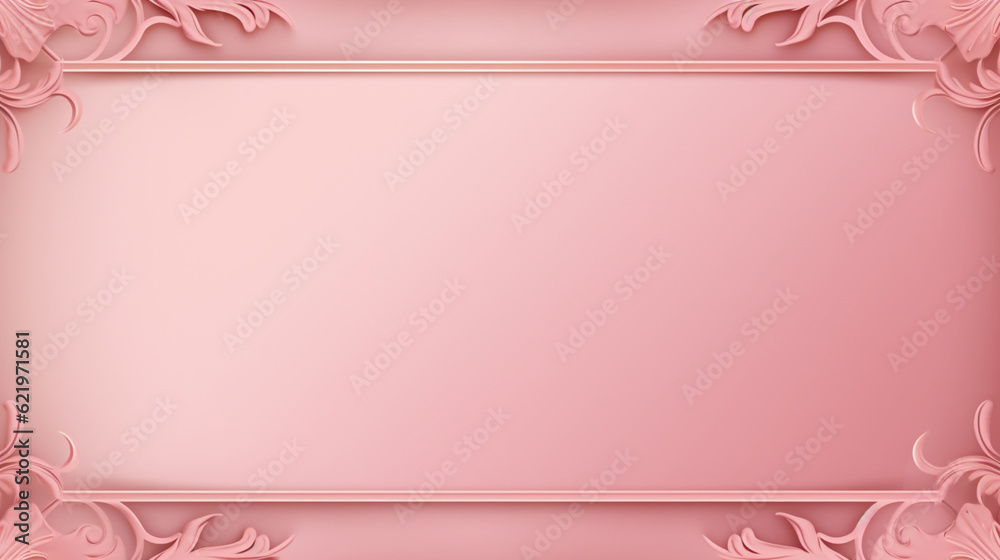 Empty classic beauty banner. Old pink postcard with ornament border. Retro vintage style. Background with copy space. Generative AI