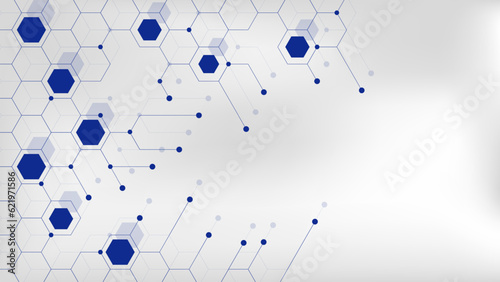Digital technology concept with modern geometric hexagonal shapes background. Network connection, science and technology design.