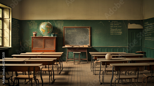 an empty classroom before back to school day