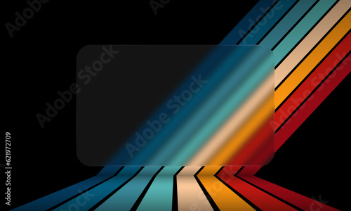 Glassmorphism credit card template. on vintage Striped Backgrounds, Posters, Banner Samples, Retro Colors from the 1970s 1980s, 70s, 80s, 90s. retro vintage 70s style stripes background poster lines. 