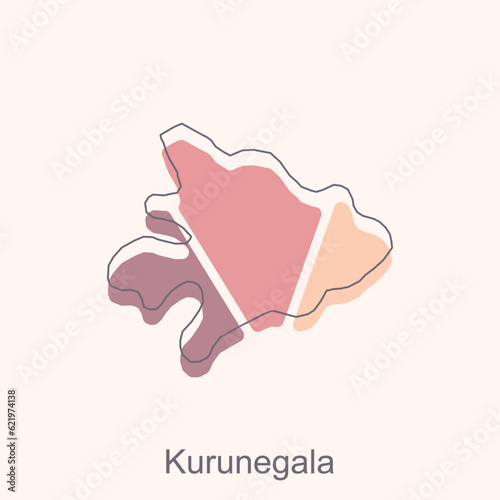 Map of Kurunegala colorful illustration design, World Map International vector template with outline graphic sketch style isolated on white background photo