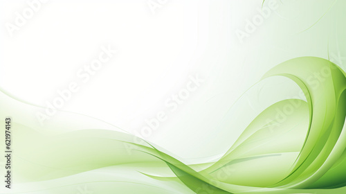 Natural organic banner with green nature background. Wavy textures. Copy space. Generative AI