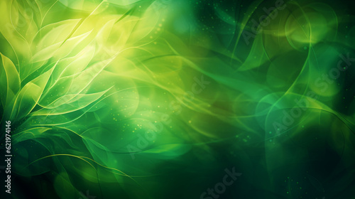 Abstract background with green flower. Smoke texture. Organic natural wallpaper, backdrop. Generative AI