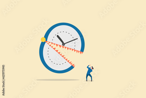 Business deadline vector concept. businessman under pressure of time. Symbol of work under pressure, stress