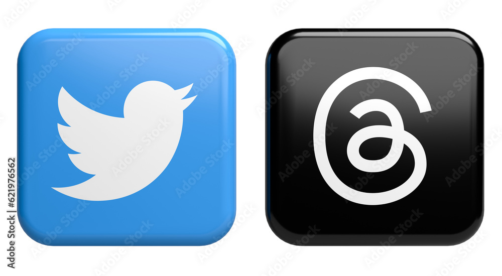 Twitter has a new competitor: Instagram's Threads. Logos of Twitter and ...
