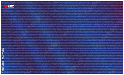 Retro CCTV or VHS video white noise background texture with red recording indicator. Vintage horizontal scanlines with vignette border. Grungy distressed horror film backdrop 8k 16:9 3D rendering 