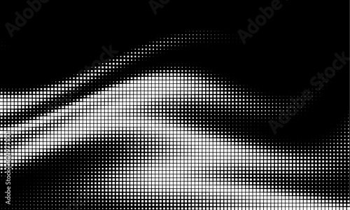 Monochrome gradient halftone dots background. Vector illustration. Big wave photo