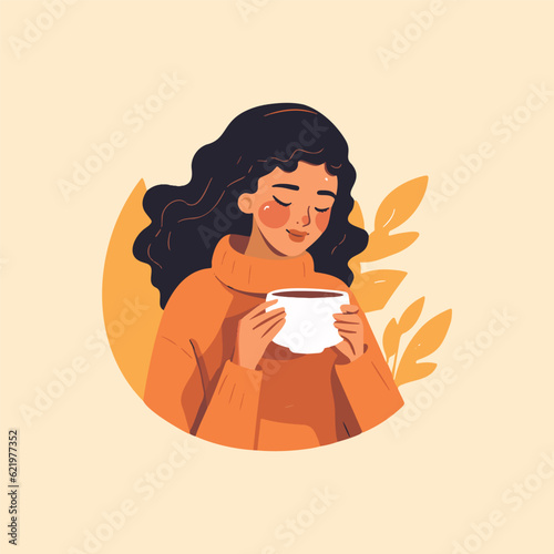 beautiful girl having a cup of coffee