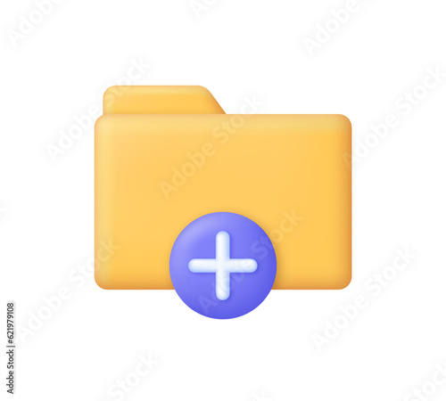 3D Add folder illustration. Add new file or image concept. Drag and drop. Concept of data sharing service.