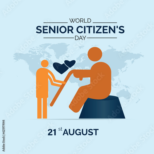 World Senior Citizen's day observed each year on August 21st worldwide.Vector art.