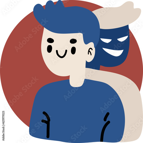 Mental illness set. element mental Healing 2 face. Hug Heart .plus green plaster vector.