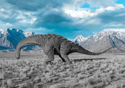alamosaurus is eating in the plains and mountains