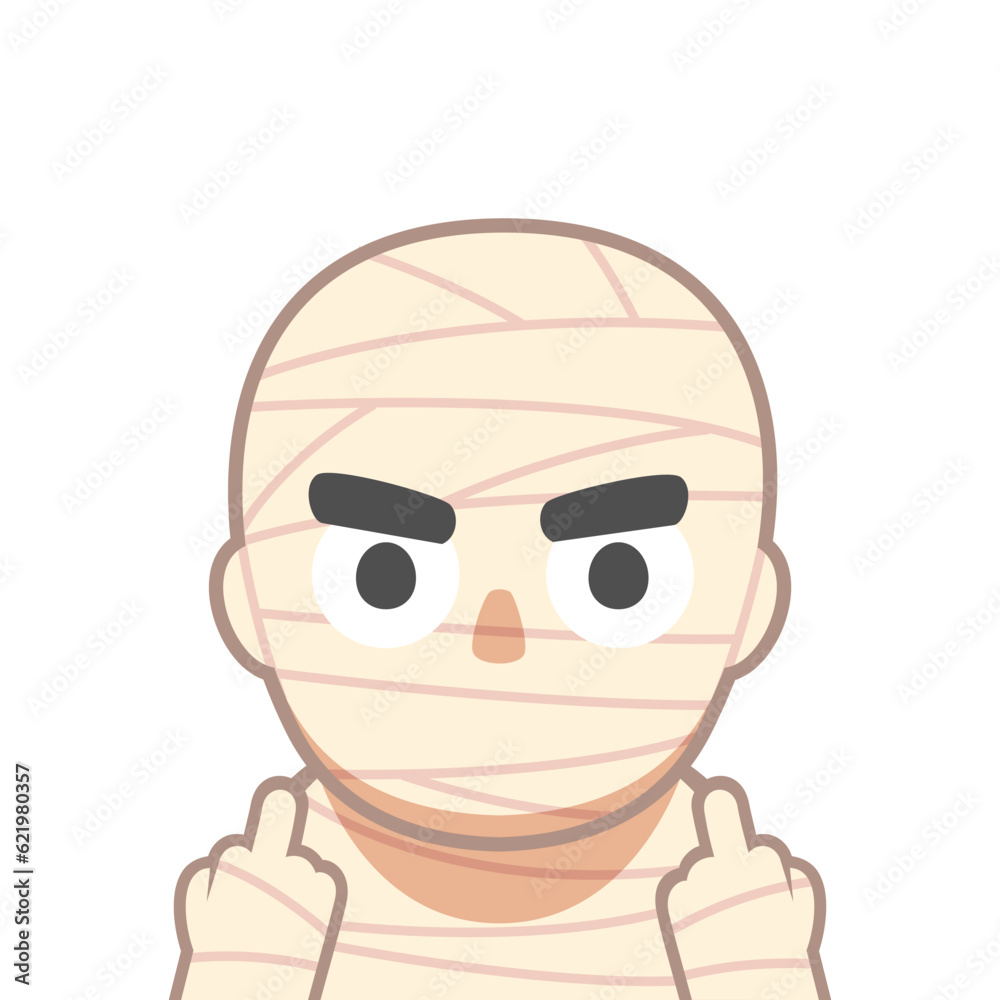 A Mummy is showing Middle Fingers. Isolated Vector Illustration A Mummy is showing Middle Fingers. Isolated Vector Illustration