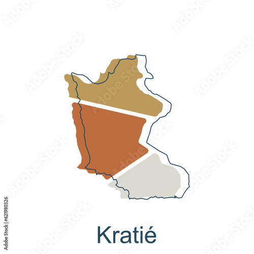 Kratie map. High detailed Provinces of Cambodia map vector illustration on white background photo