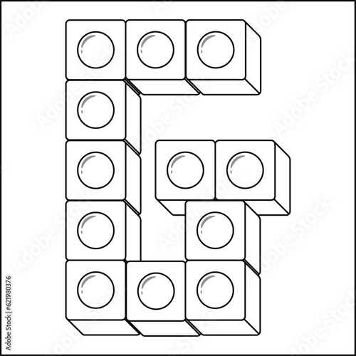 blocks Alphabet English letter G blocks in sketch stroke modern style drawing