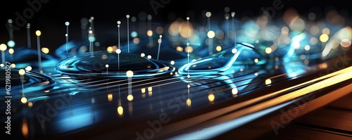 3D rendering of abstract technology concept background with bokeh lights