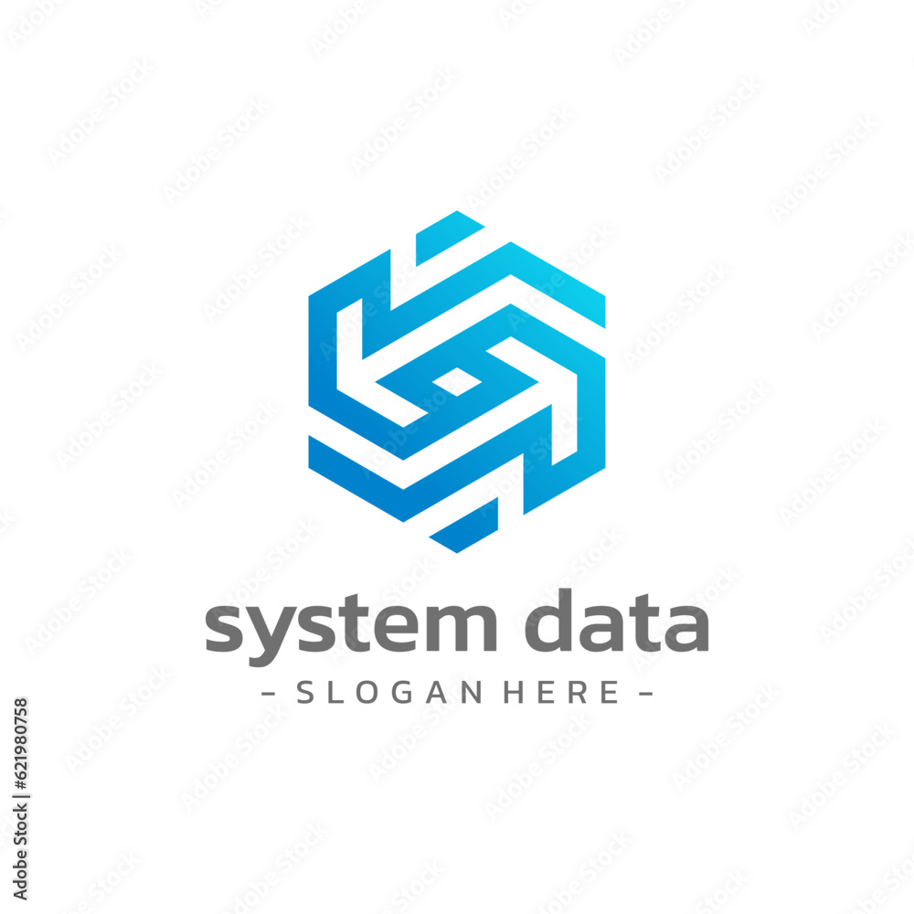 Letter S hexagon system data logo template design vector. Letter S hexagon system data logo template design vector.