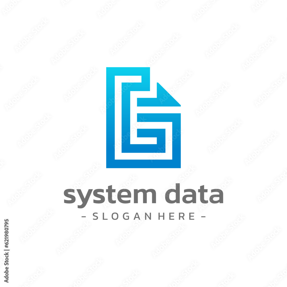 Letter G document system data logo template design vector. Letter G document system data logo template design vector.