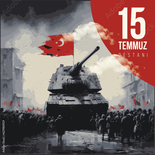 July 152016, Day of Democracy and National Unity, 15 Temmuz 2016 Türkiye'nin Demokrasi ve Milli Birlik Günü. Vector, illustration.
