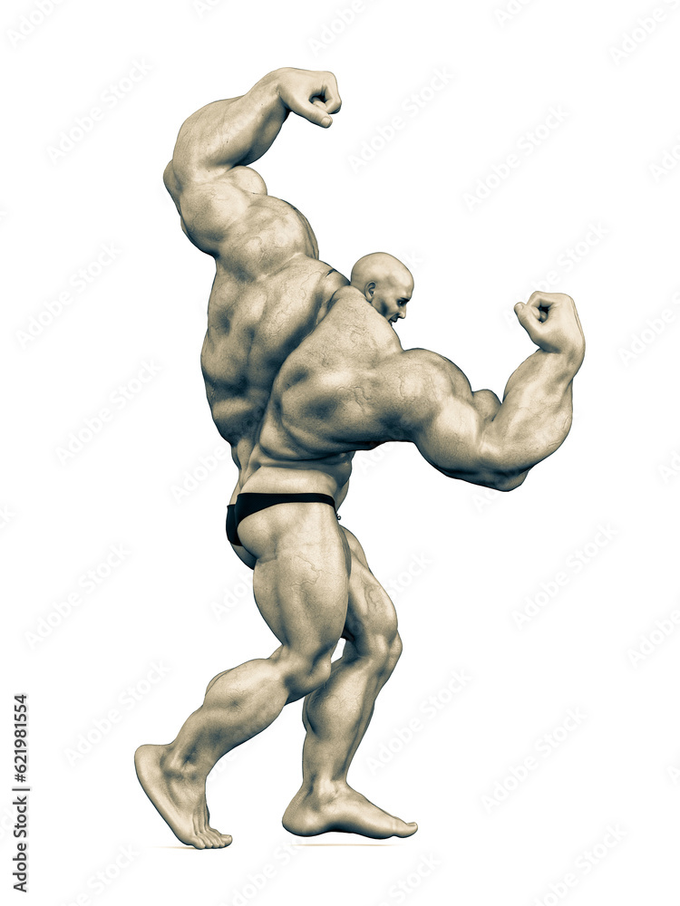 bodybuilder doing a pose number 6 in white background bodybuilder doing a pose number 6 in white background