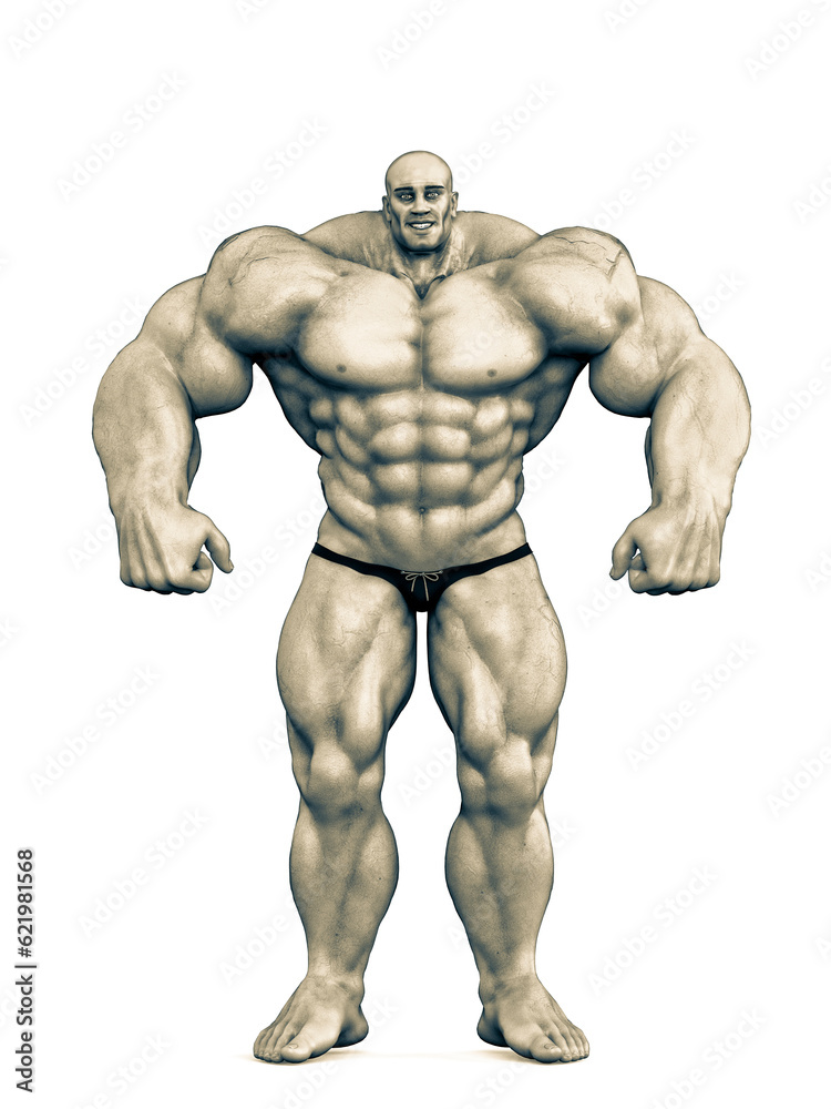 bodybuilder doing a pose number 3 iin white background bodybuilder doing a pose number 3 iin white background