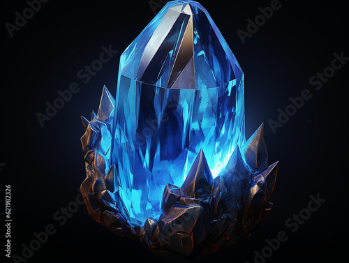 Blauer unbehandelter Diamant Saphir Nahaufnahme, ai generativ
