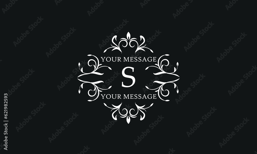 Luxury vector logo sign with letter S. Elegant ornament, monogram with place for text.