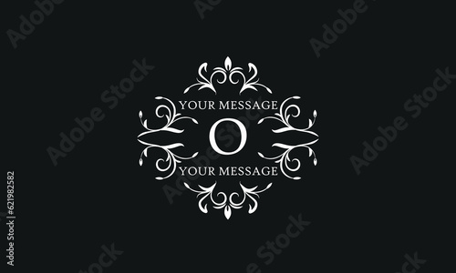 Luxury vector logo sign with letter O. Elegant ornament, monogram with place for text.