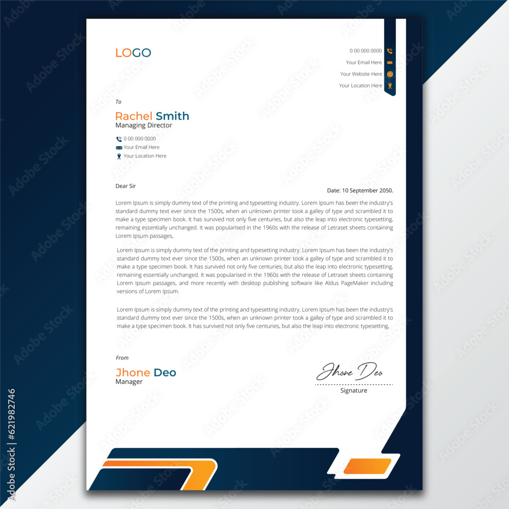 minimal business letterhead template design 