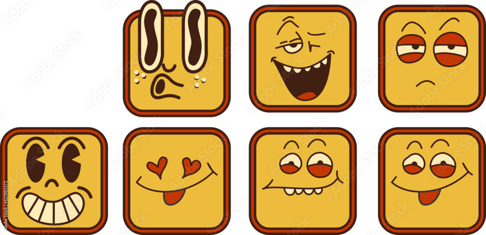 Retro Square Emoji Sticker
