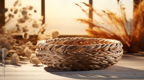 natural fiber basket photo, generative ai