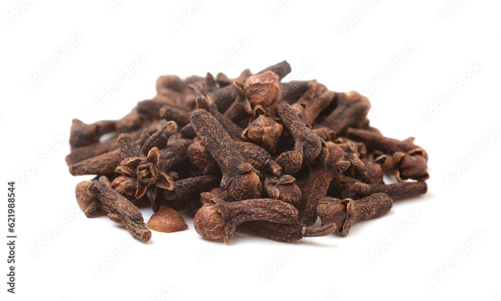 Cloves spice isolated on white.