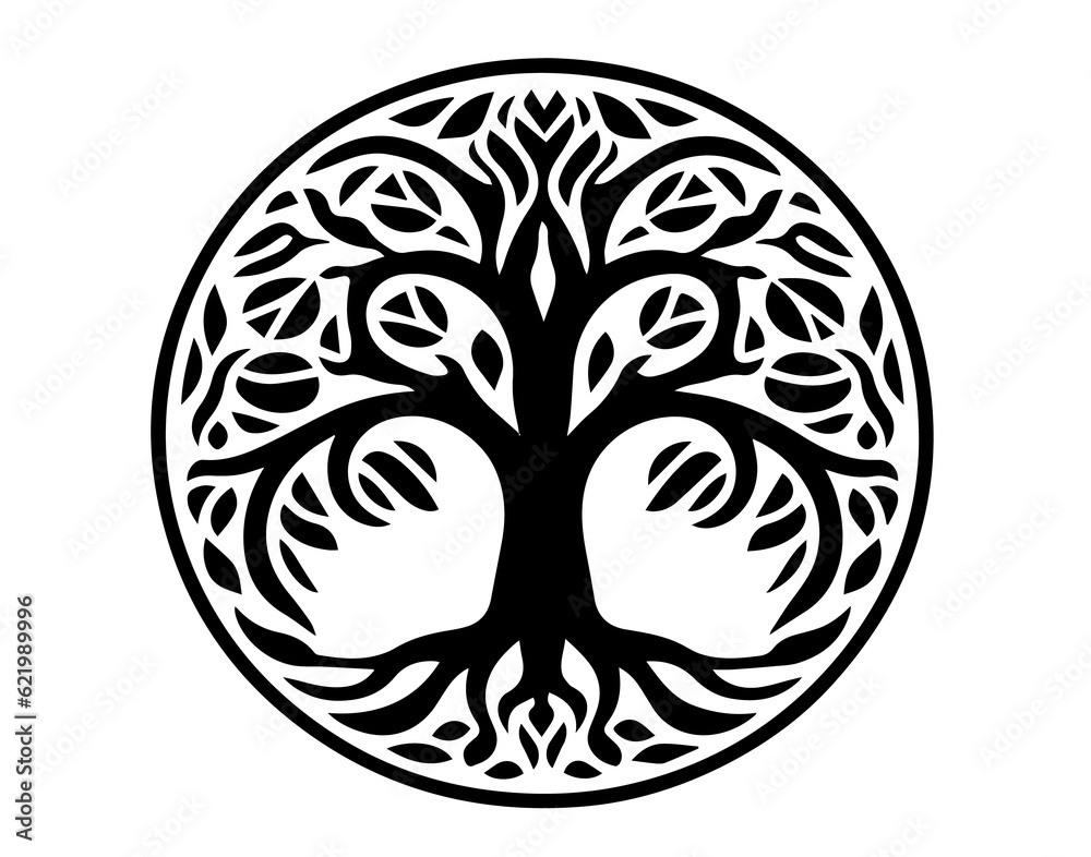 Trees Ecology Symbol Vector Vyaz Pattern Ink Ancient Logo Foliage